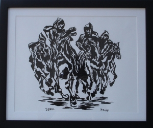 Four horsemen Ink on Paper 18"x15" framed ©2007 AVAILABLE